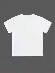 SHEIN VCAY 女士字母与龙虾印花圆领落肩休闲 T 恤 - 白色 - 查看 2