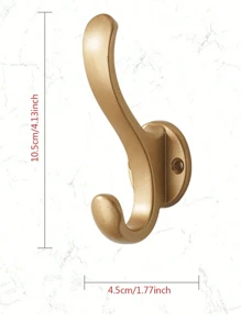 SHEIN Minimalist Single Coat Hook, Simple Wall Mounted Hooks For Entryway, Closet, Bedroom, Bathroom, Gold Color Clothes Hanger Hook Home Room Decor Organization And Storage
