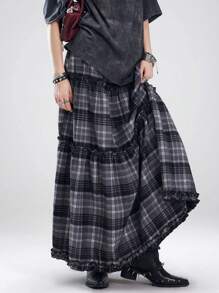 Coolane Women's Spring/Summer Date Night Vintage Preppy Ruffle Plaid Skirt - Multicolor - View 1