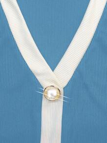 Celure Vestido de diseño de empalme de color contrastante talla grande para mujeres