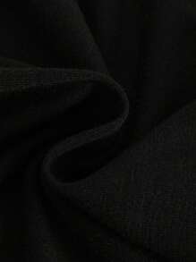 SHEIN Playful Pals 男女宝宝通用款，适合新生儿至1岁“爸爸的小宝贝”可爱杏色无袖连帽上衣和短裤套装，适合宝宝夏季各种场合穿着。夏季服装，男宝宝夏季服装，男宝宝套装，夏季套装 - 黑色 - 查看 3