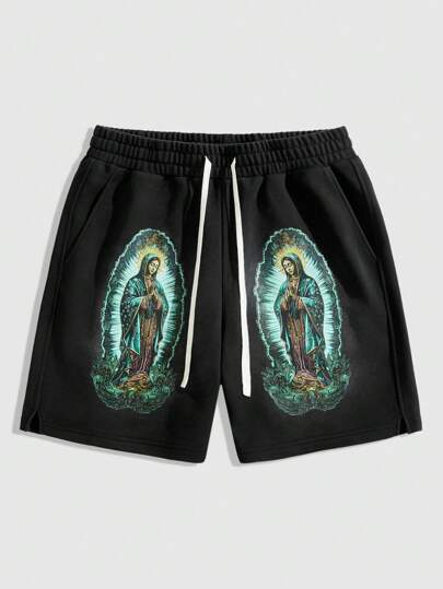 Goth Pantalones cortos casuales de hombre con estampado de cebra lavado, estilo vintage de calle