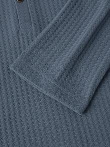 Manfinity RelaxMax Loose Fit Men's Waffle Hooded Drawstring T-Shirt - Royal Blue - View 4