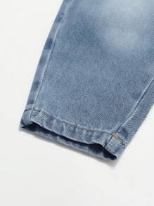 Infant/Toddler Boys Casual Denim Jeans, Comfortable Versatile Streetwear, Lightweight For Spring/Autumn - Light Wash - View 5