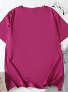 SHEIN LUNE Áo phông họa tiết phong cách phương Tây mùa hè cho nữ - Màu Lilac Tím - Xem 2