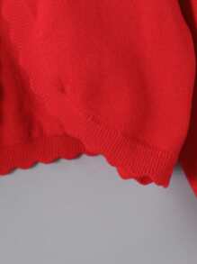 SHEIN Elladie kids 年轻女孩纯色开衫，适合夏季的简约风格 - 紅色 - 查看 5