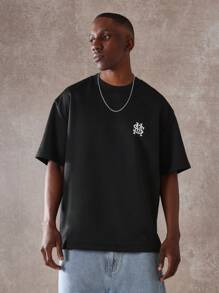 SUMWON 优质加州生活方式超大T恤比佛利山庄罗迪欧大道地址印花街头服饰夏季休闲都市时尚男女通用 - 黑色 - 查看 2