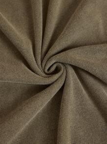 SHEIN LUNE 女士水洗绿色军装短袖 V 领针织 T 恤