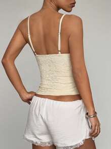 SHEIN Unity Women's Floral Lace Fitted Camisole - Apricot - View 2