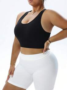 Rhythm Era Soutien-gorge de sport sans couture en maille de grande taille - Noir - Voir 4