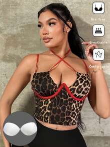 SHEIN SXY Leopard Print Spaghetti Strap Backless Crop Top,Tube Top,Cheetah Print,Y2k,Club Outfits Women Sexy,Going Out Outfits,Date Night Outfits Women,Gyaru,Streetwear Women