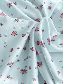 Comfortcana Camiseta de tirantes slim fit de encaje con estampado floral menudo para mujer de talla grande, para primavera/verano - Azul - Ver 6