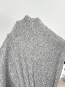 SHEIN Frenchy Plus Size Casual Relaxed Style Grey Contrast Colors 2 Pieces Set, Women T-Shirt + Long Pants, Front Bow Design, Suitable For Leisure & Home - Grey - View 7