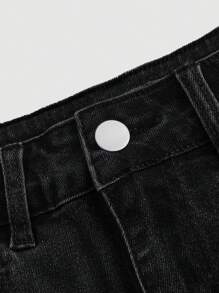 SHEIN MOD Women Casual Short Denim Skirt With Bow Decor