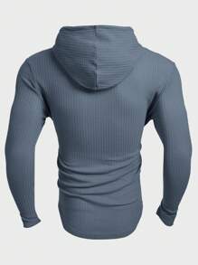 Manfinity RelaxMax Loose Fit Men's Waffle Hooded Drawstring T-Shirt - Royal Blue - View 2