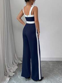 Elenzga 女士时尚通勤拼色连体裤