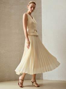 MOTF PREMIUM Vestido con cremallera y pliegues - Albaricoque - Ver 2