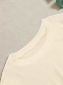 INAWLY Women's Basic Crew Neck T-Shirt, Minimalist Fashion, Suitable For Summer - Khaki - View 4