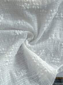 SHEIN 少女休闲优雅度假短款上衣，白色不对称下摆，适合春夏季、度假、学校郊游 - 白色 - 查看 3