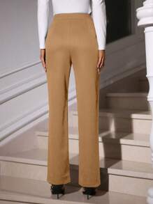 SHEIN Clasi Women's Casual Commuter Solid Color Suit Pants - Apricot - View 2
