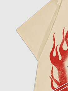 ROMWE MEN Street Life Bộ áo thun tay ngắn cổ tròn họa tiết chữ và môi và quần short cạp rút cho nam - Nhiều màu - Xem 3