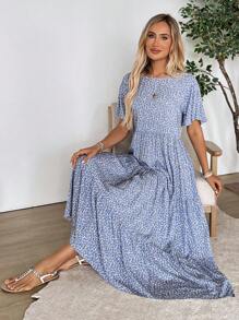 SHEIN LUNE Summer Dresses Women's Casual Ditsy Floral Dress For Summer - Multicolor - View 6