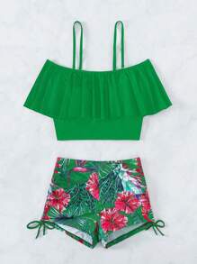 Swim Lushoire Printed Random Pattern Tank Bikini Top - Multicolor - View 4