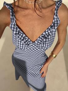 Aloruh Váy không tay họa tiết kẻ caro thanh lịch dành cho nữ, mùa hè - Nhiều màu - Xem 7