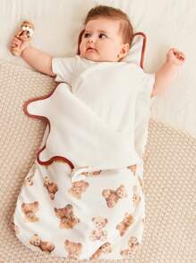 Cozy Pixies 1pc Cartoon Bear Print Soft & Comfortable Baby Padded Sleeping Bag, Spring,Oeko-Tex Certified