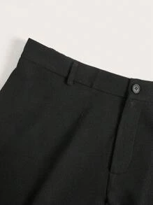 SHEIN EZwear Plus Size Black Skinny Fit Ankle Pants, Spring/Summer - Black - View 4