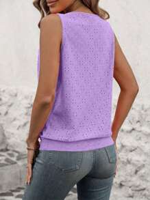 INAWLY Plus Size Mulheres Bordado Decote Em Forma De Fechadura Casual Regata