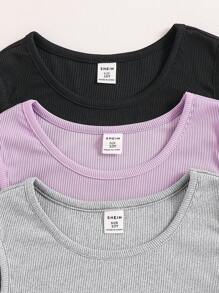 Tween Girl Casual Versatile Solid Color Basic Tank Top - Multicolor - View 5