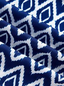 JIAN LASALA Women's Summer Hollow Out Geometric Print Wide Leg Jumpsuit, Fashionable Halter Design - Blue - View 6