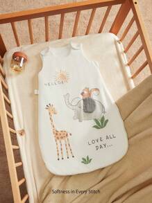 Cozy Pixies 1 pieza Saco de dormir para bebé de jacquard suave y cómodo con estampado de ciervo y elefante, certificado Oeko-Tex, para primavera - Multicolor - Ver 2