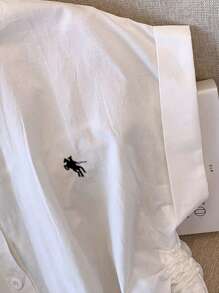 INAWLY Solva 女式夏季骑士印花蝙蝠翼短袖褶皱休闲衬衫