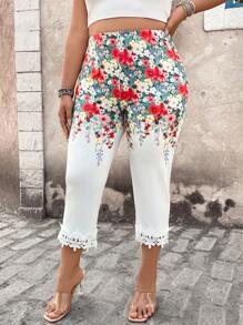 SHEIN LUNE Casual vakantie legging met plantenprint voor dames