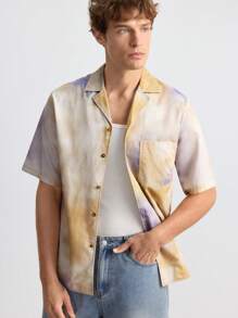 Maija 男式扎染短袖单排扣口袋休闲衬衫 - 彩色 - 查看 6