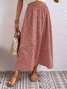 Breezaya 碎花长裙，休闲假日风 - 藕粉色 - 查看 3