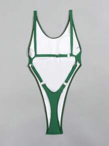 Swim SXY Deep V-Neck Backless Sexy Camisole, Beach Summer Outfits For Women - Green - View 2