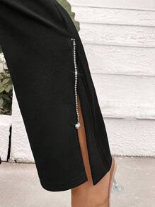 SHEIN LUNE سراويل بناطيل واسعة للنساء ذوات الأحجام الكبيرة، أنيقة واستثنائية باللون الأسود، سراويل ضيقة وجذابة للنساء لحفلات النادي والأحداث الغجرية، وللاستجمام والعطلات وللموسم الصيفي الأوروبي وأوقات الأعمال غير الرسمية