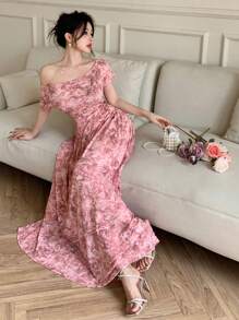 Feyla Đầm dài thanh lịch giản dị cho nữ - Hồng - Xem 6