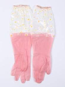 SHEIN 1pair Daisy Pattern Random Color Household Glove,Long Sleeve Rubber Gloves, Reusable Dishwashing Gloves, Kitchen Oven Pet Cleaning Gloves,Kitchen,Bathroom,Home,Household Suppliers,Color Random - Multicolor - View 12