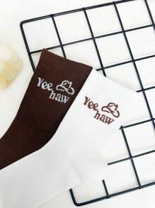 Morgan Mondays Co Artist 2 Pairs Y2K Musical Festival Western Cowboy Style Mid-Calf Socks For Women