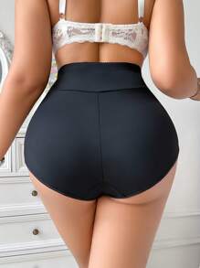 Große Größen einfarbige, schlicht geschnittene, figurformende Shorts für den Sommer - Schwarz - Übersicht 2