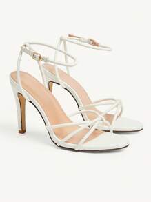 CUCCOO CHICEST Dames puntige neus strass gespband stiletto hoge hakken sandalen, sexy elegante glanzende abrikoos imitatie leren feest/club/festival schoenen