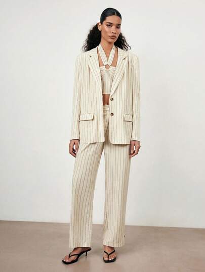 Maija 2025 春夏新款休闲时尚休闲舒适女士条纹裤