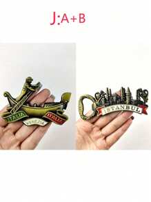 1/2 件手工复古金属冰箱贴 - 全球地标收藏家套装（巴黎埃菲尔铁塔/迪拜塔/荷兰风车）带开瓶器，独特的旅行纪念品和家居装饰礼物，适合生日/婚礼/乔迁 - 彩色 - 查看 11