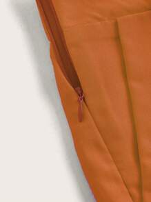 Women's Solid Color Loose Casual Shorts With Pockets And Pleats - 橘色 - 查看 4