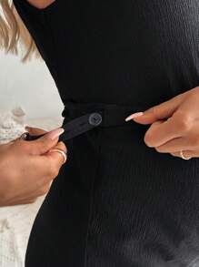 SHEIN 2pcs/Set Maternity Solid Fitted Cropped Tank Top - Black - View 5