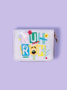 SCOOBY-DOO X SHEIN 1pc Purple Flower & Dog Pattern Short Wallet - Multicolor - View 3